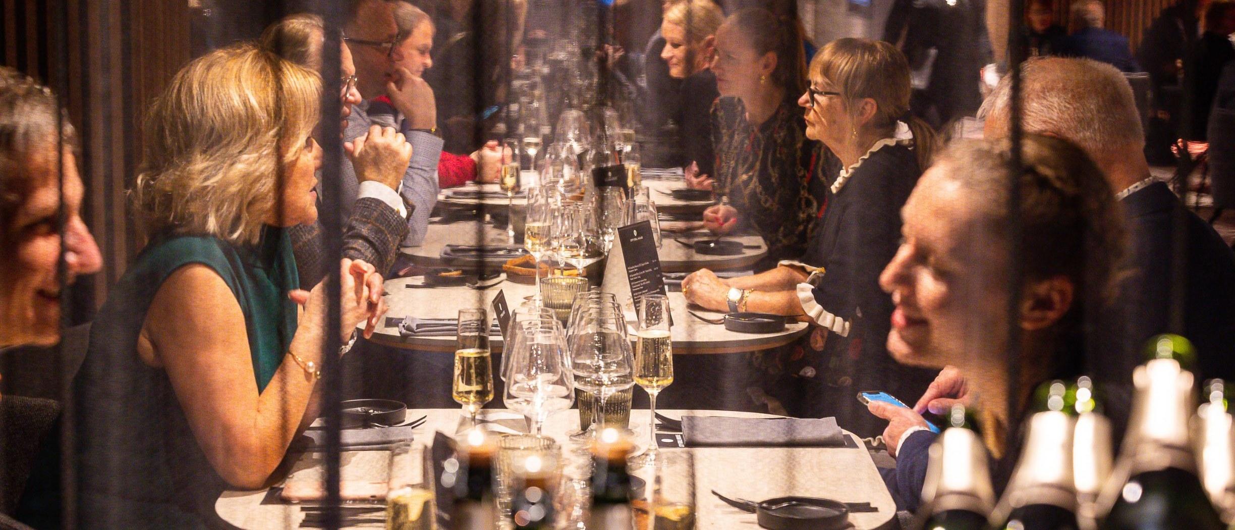 People chatting at the Christmas table