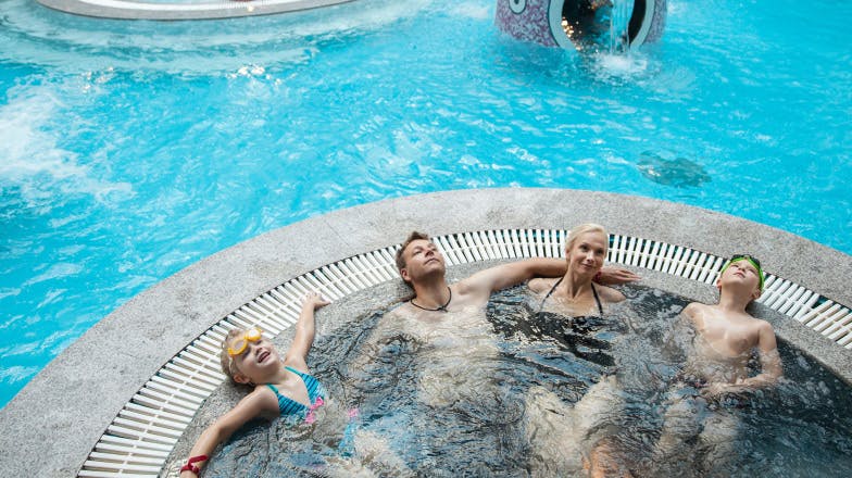 Family in the Aqua Spa hot tub